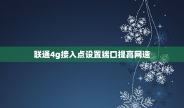 联通4g接入点设置端口提高网速，求助，怎么设置联通手机接入点才能网速快