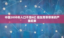 中国2050年人口不足6亿 低生育率带来的严重后果