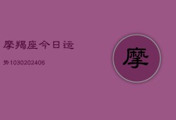 摩羯座今日运势1030(20240613)