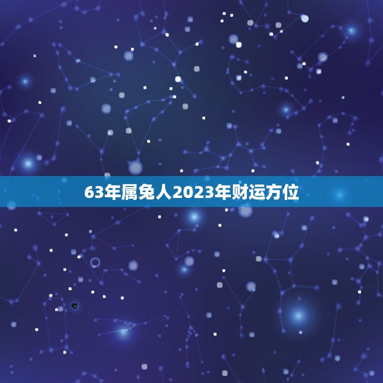 63年属兔人2023年财运方位(展望财运亨通财源广进)