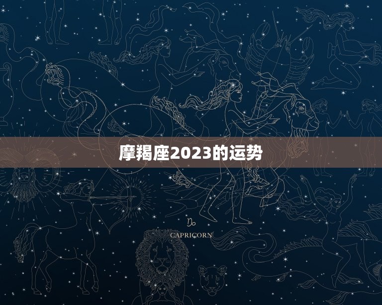 摩羯座2023的运势