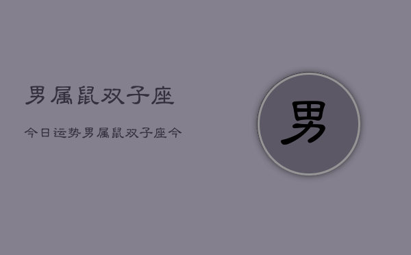 男属鼠双子座今日运势，男属鼠双子座今日运势详解